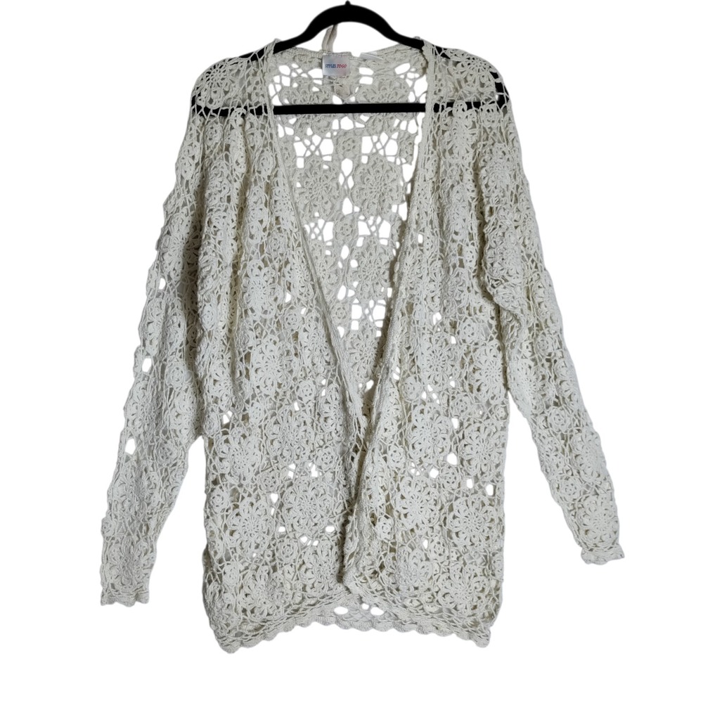 Vintage Styles To Go White Crochet Cardigan Size Medium Cottagecore Bogo‎